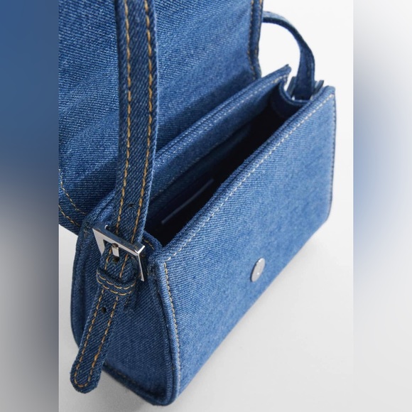 MANGO ~Denim Rhinestone Buckle Bag (NWT) - Picture 4 of 15